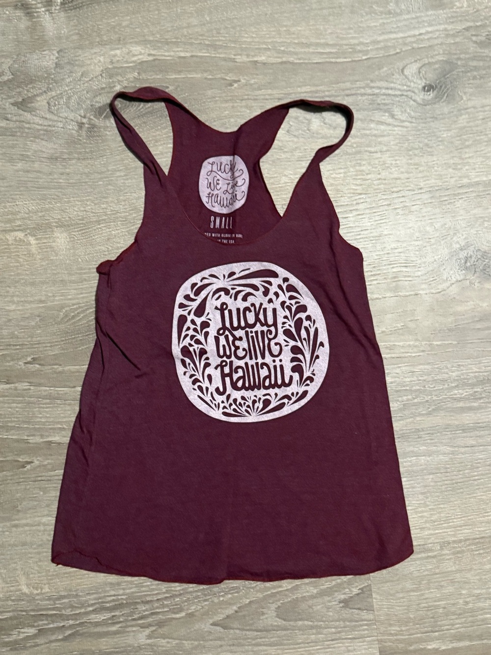 Lucky We Live Hawaii Racerback Tank Top Small